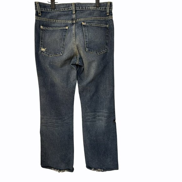 Paper denim & Cloth 100% Cotton Distressed Bootcut Blue Jeans Size 29 Casual Y2K - Picture 2 of 8